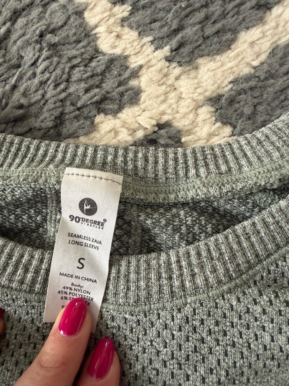 90 Degree By Reflex Light Heathered Green Seamless Zaia Long Sleeve Top - Picture 7 of 8